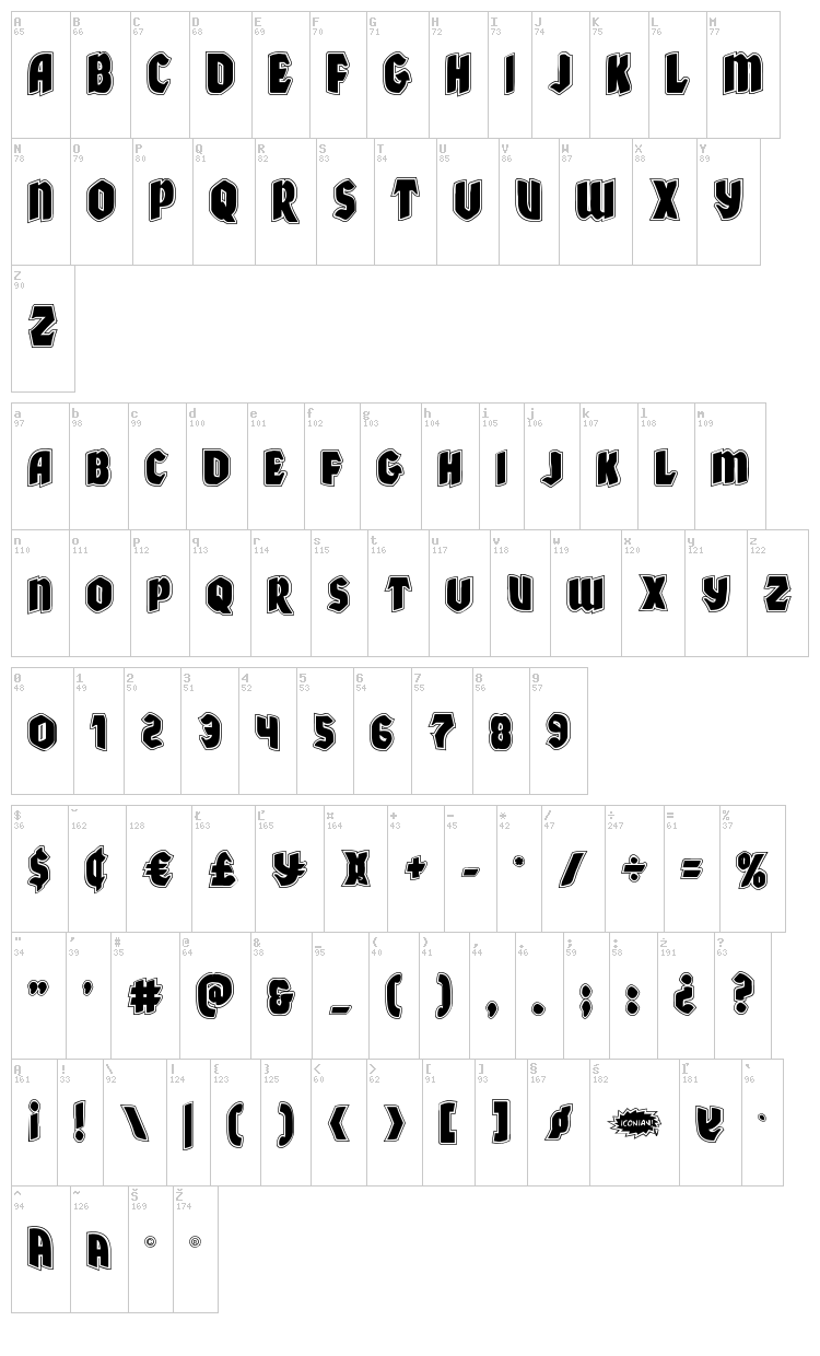 Xmas Xpress font map
