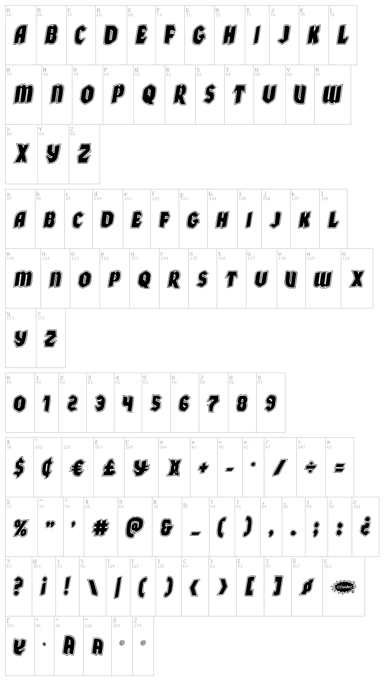 Xmas Xpress font map