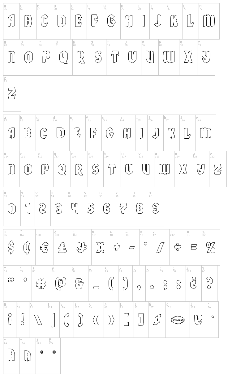 Xmas Xpress font map