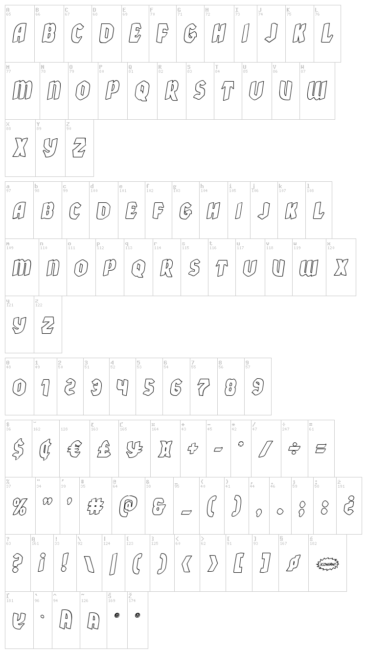 Xmas Xpress font map