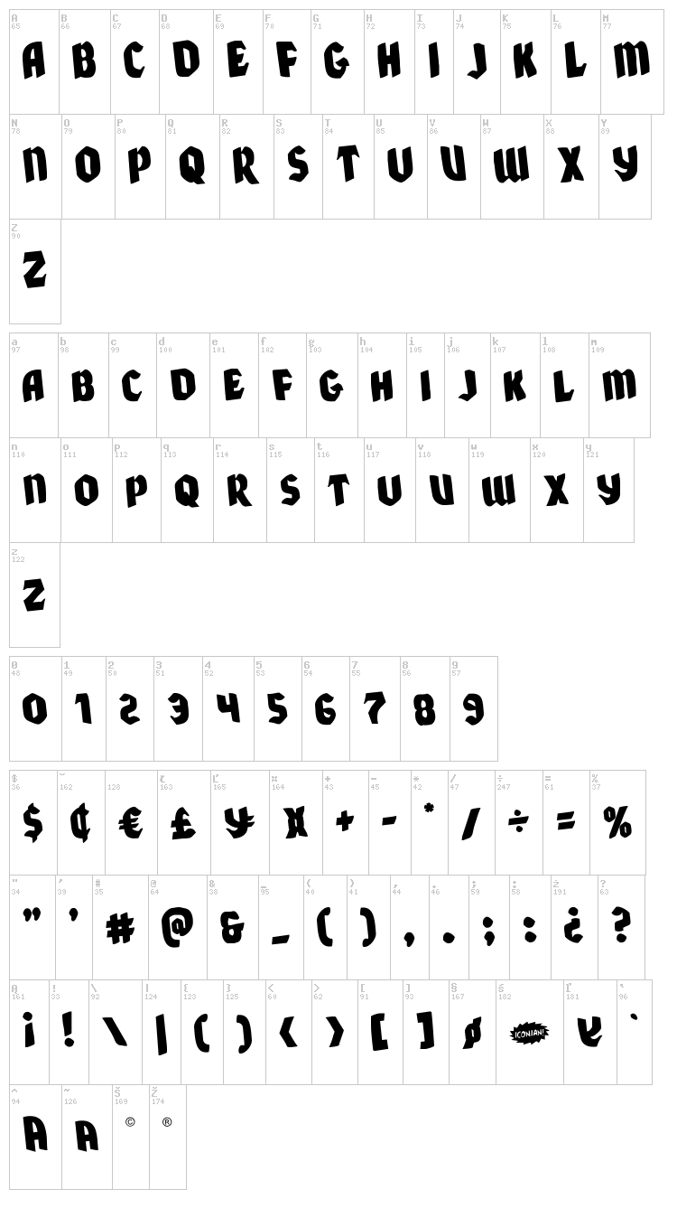 Xmas Xpress font map