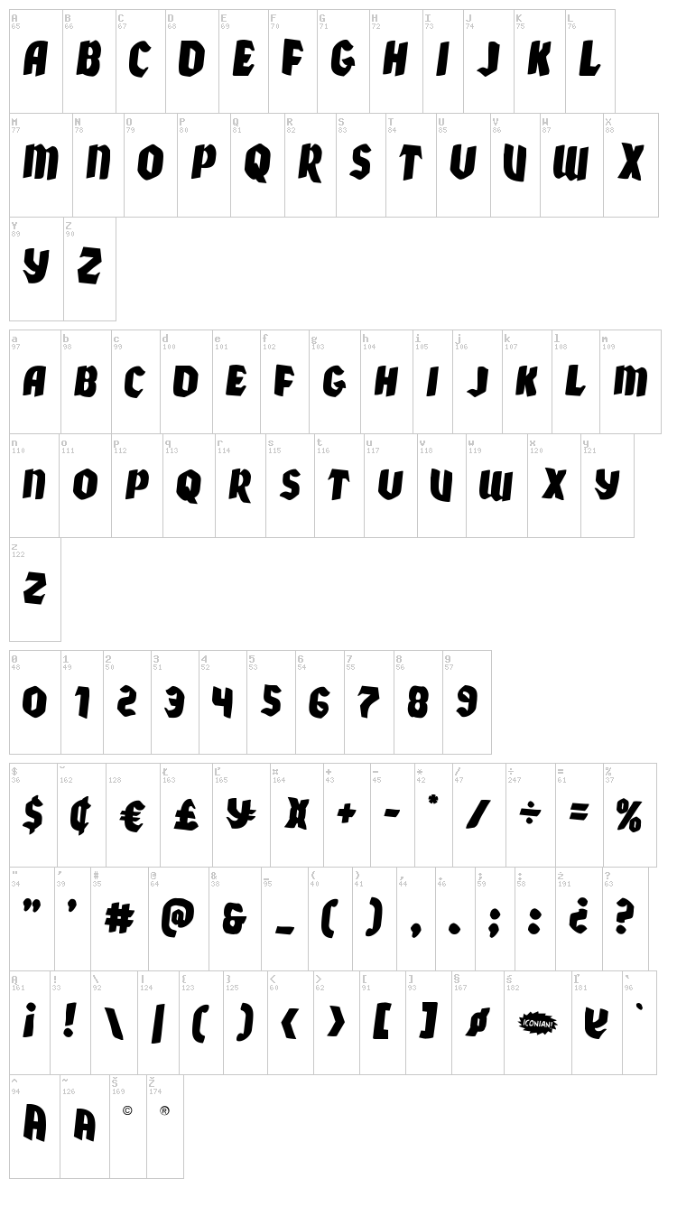 Xmas Xpress font map