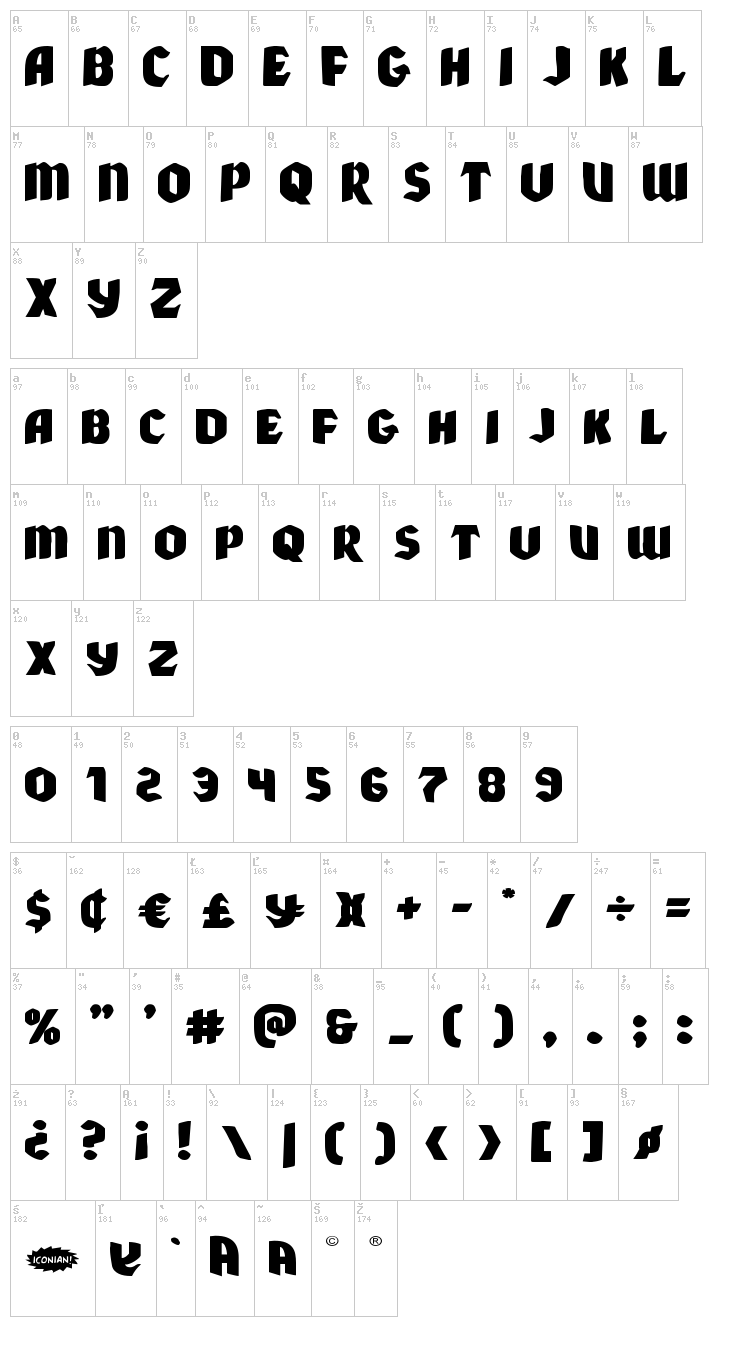 Xmas Xpress font map