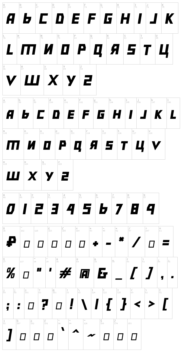 Bolshevik font map