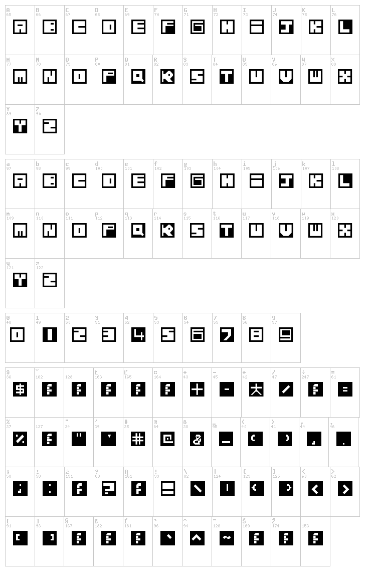 Blocks font map