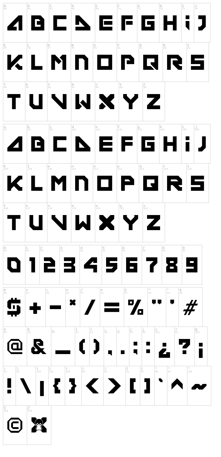 Deconditioned Reflex font map