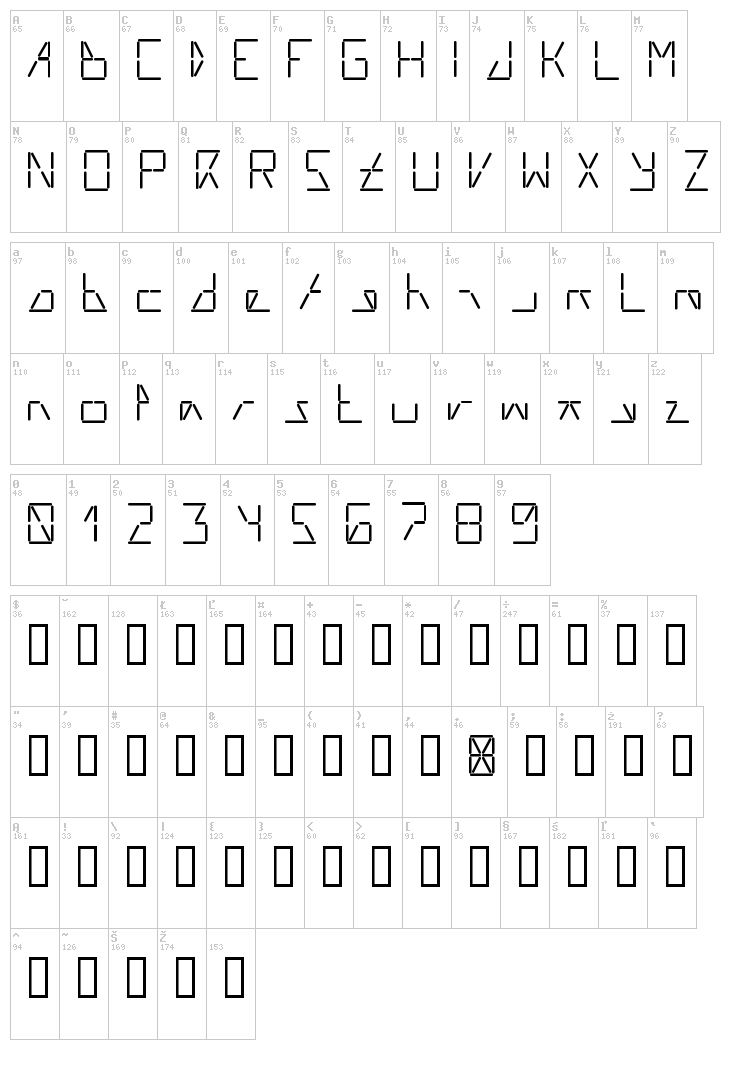 AI Liftled font map
