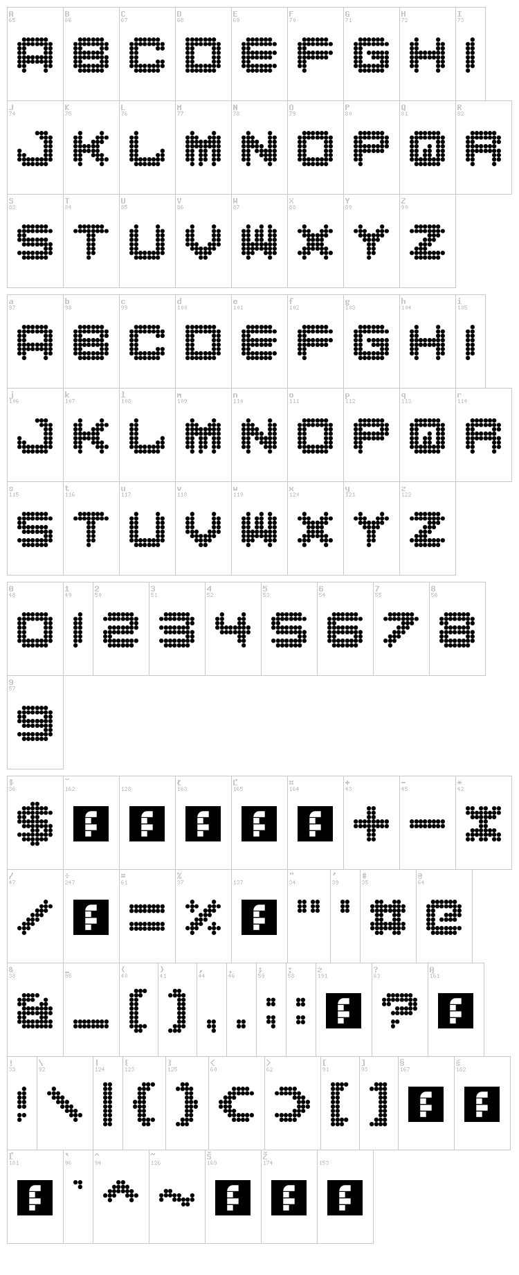 Dance Floor font map