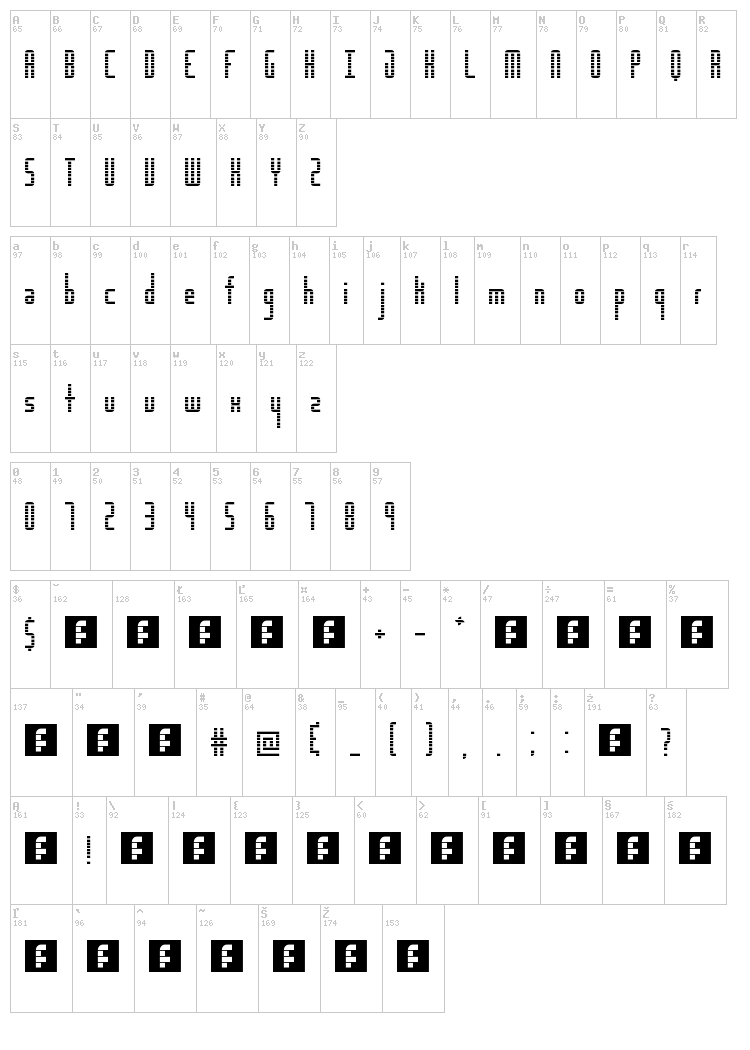 The Distance LCD font map