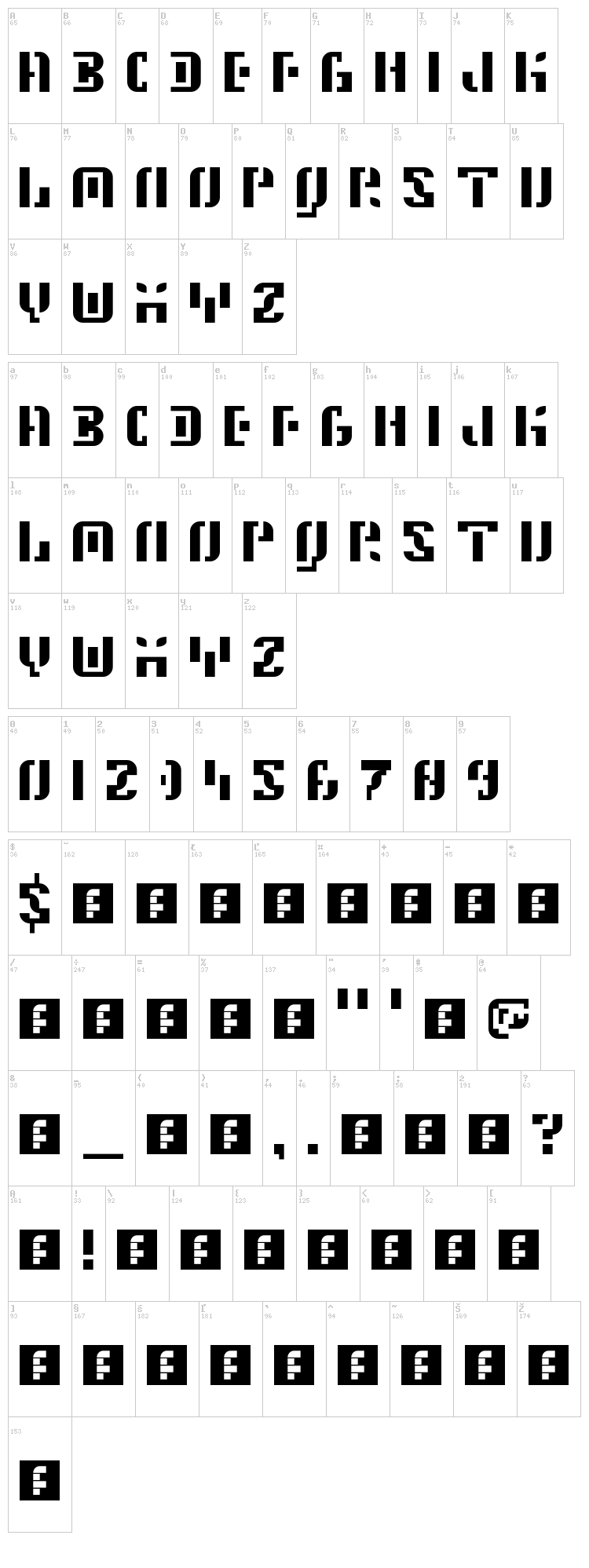 5 Space Station font map