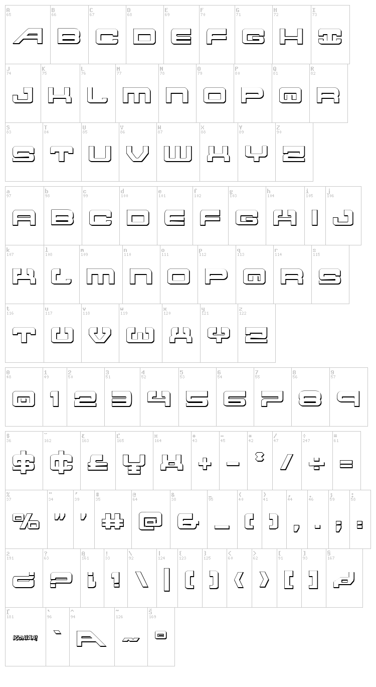 Atlantia font map