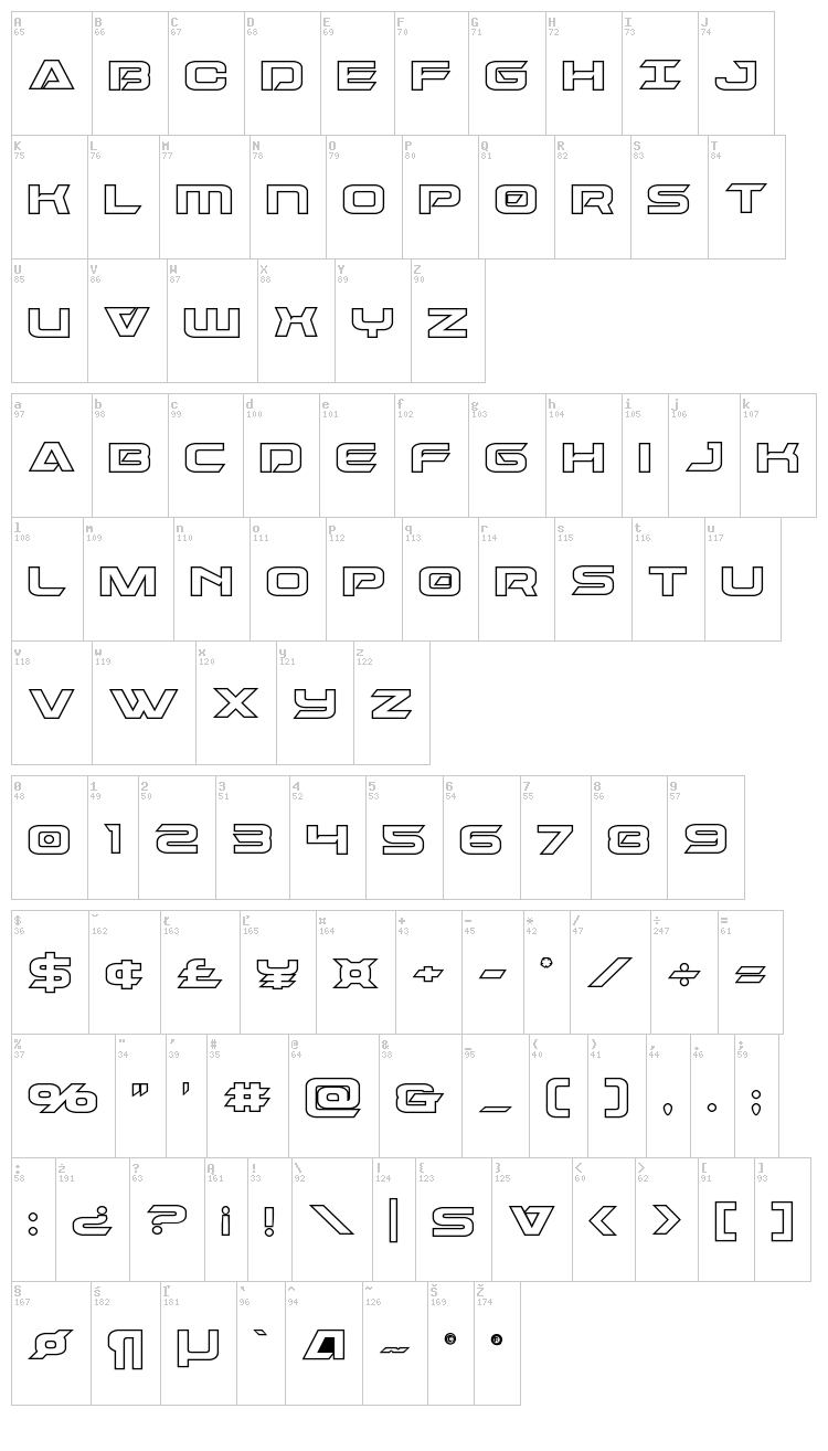 Dameron font map