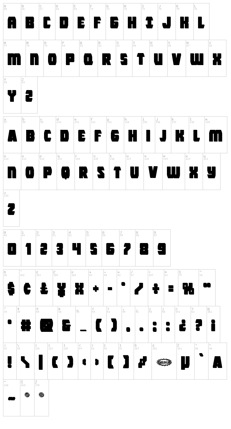 Intergalactic font map