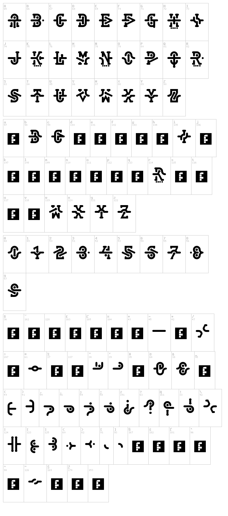 Interlock font map