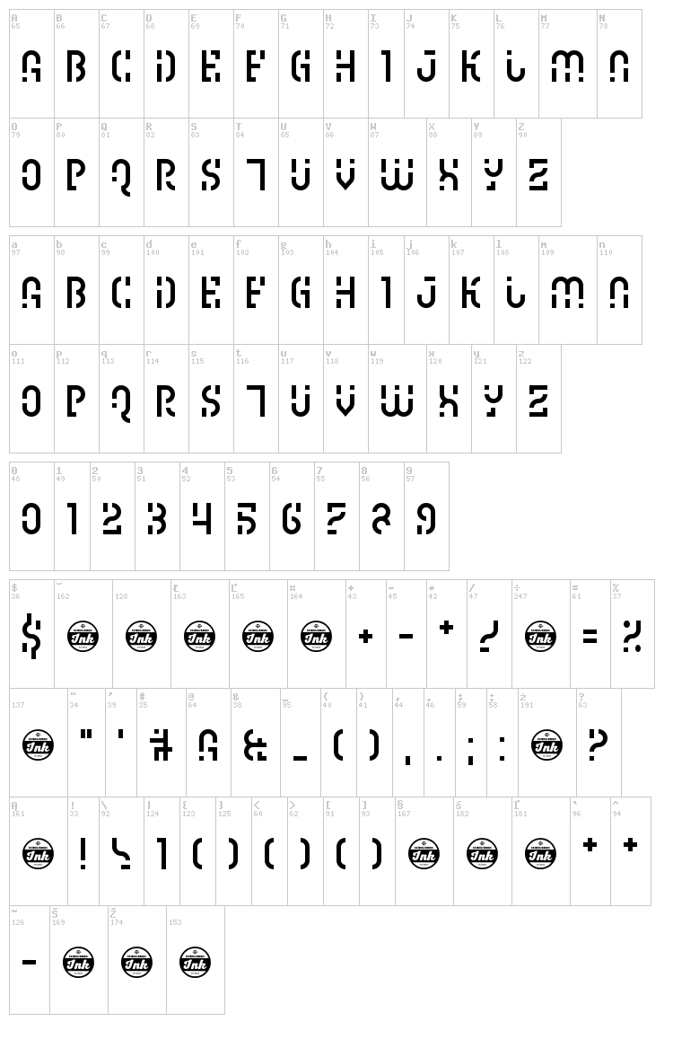 Ipscrik font map