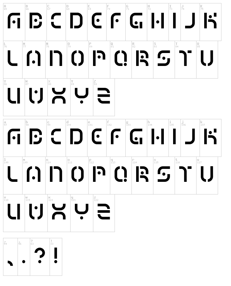 Mizu font map