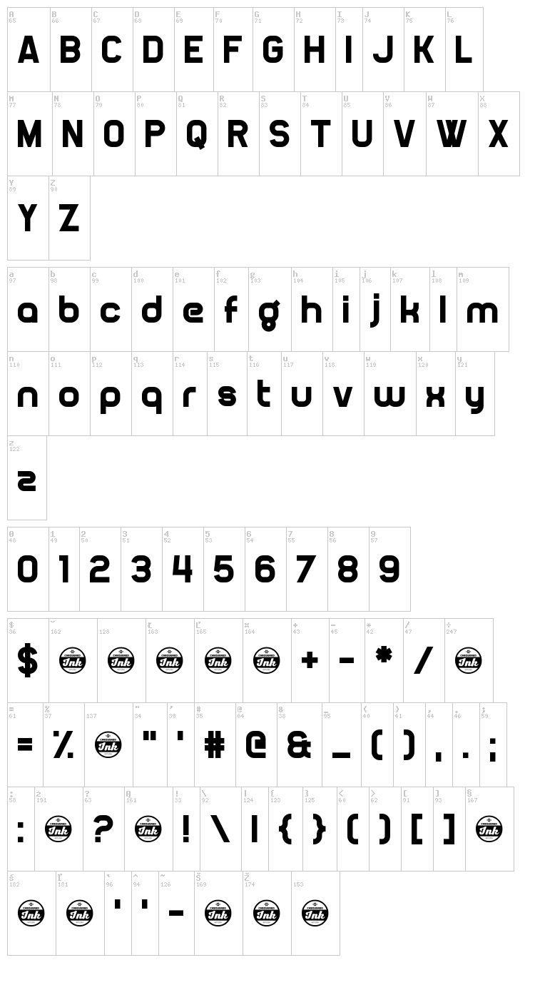 Oganesson font map