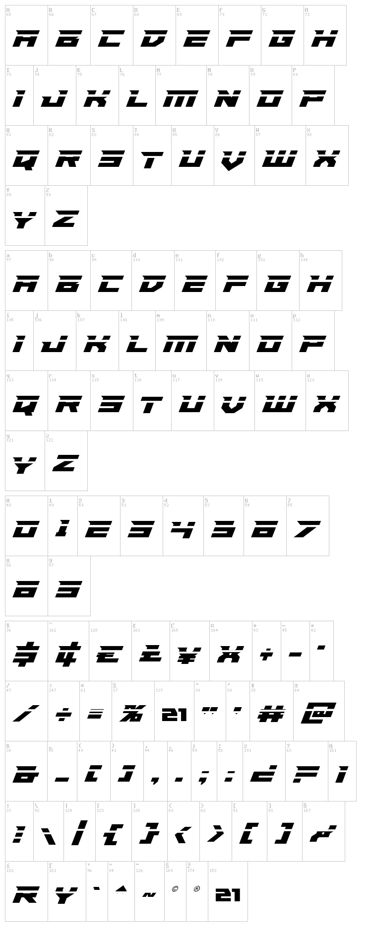 Paladins font map