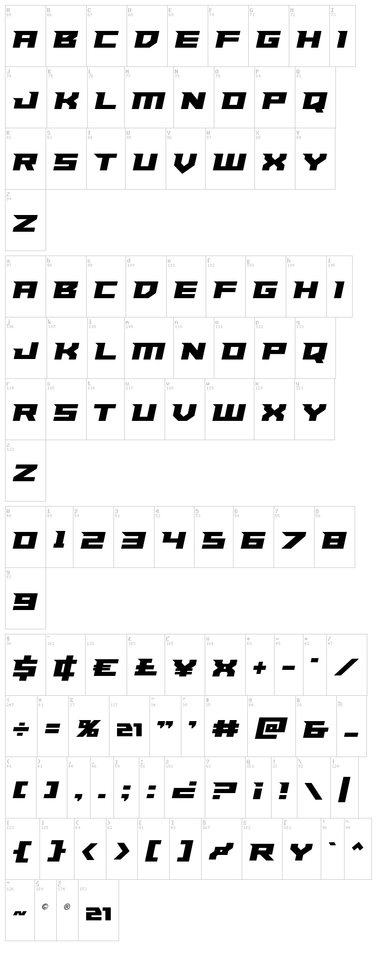 Paladins font map