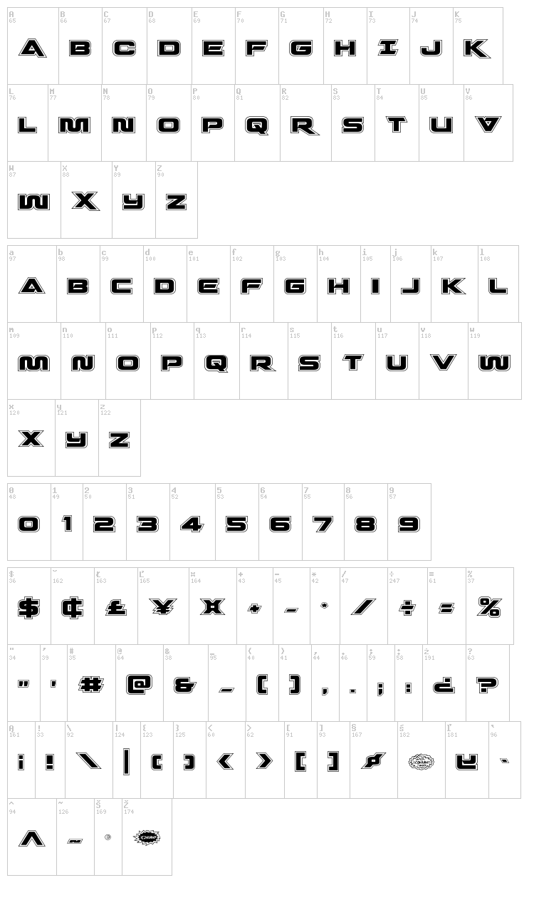 Quark Storm font map