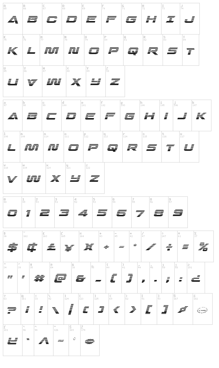 Quark Storm font map