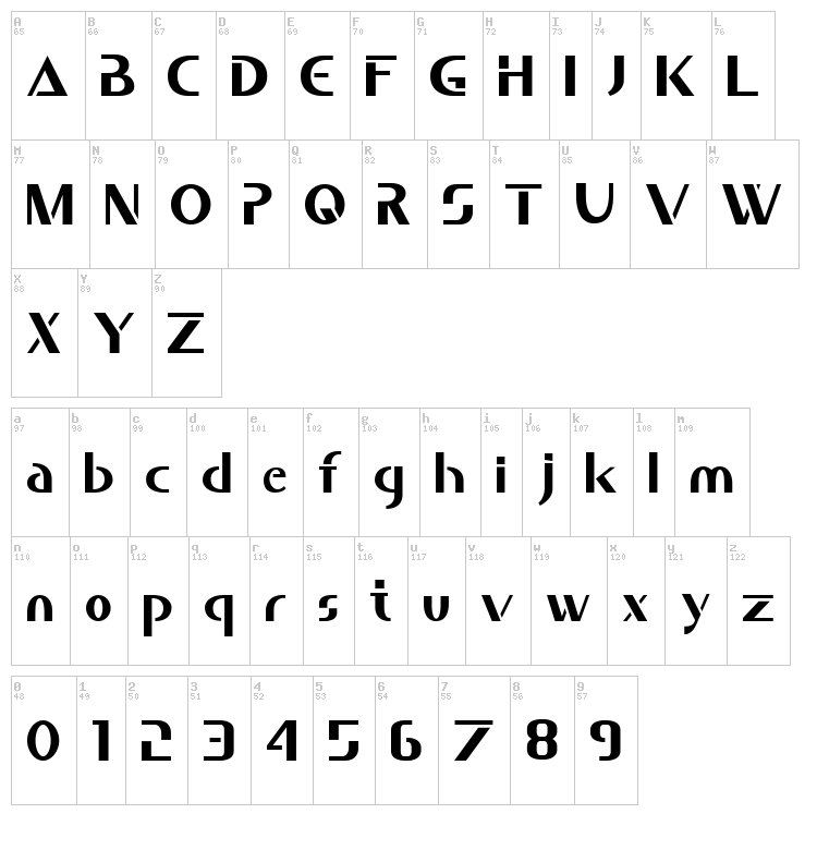 Saber font map