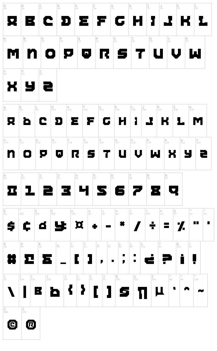 Airacobra font map