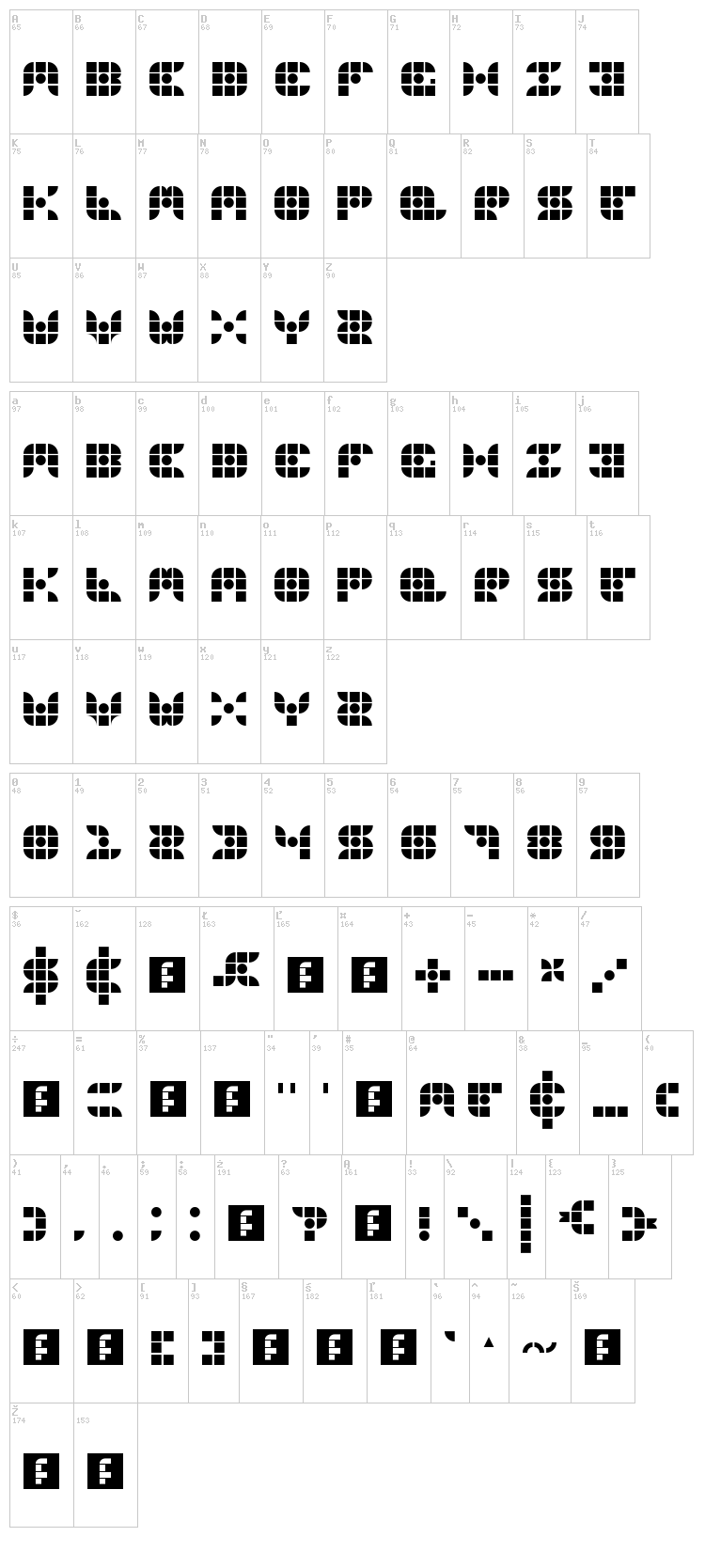Gridder font map