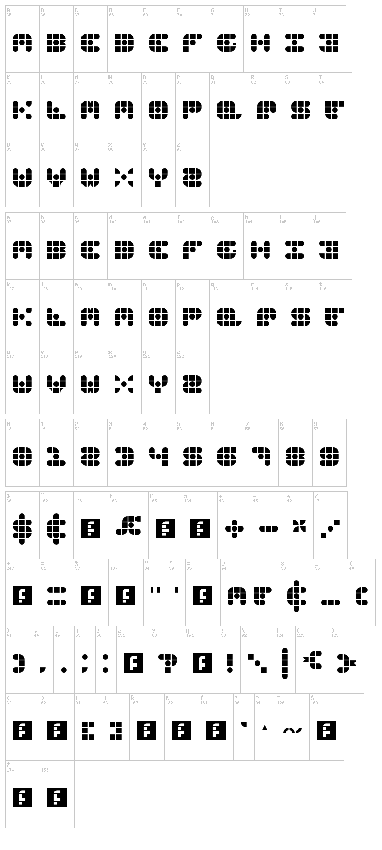 Gridder font map