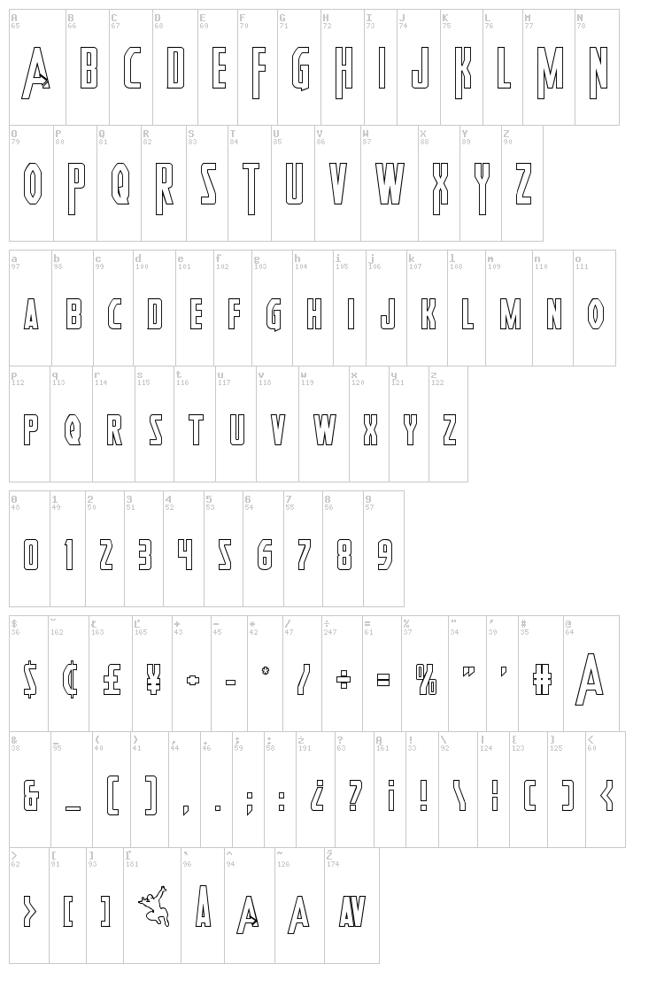 Heroes Assemble font map
