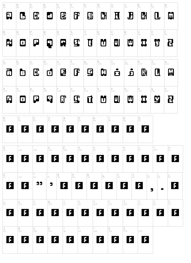 Infix font map