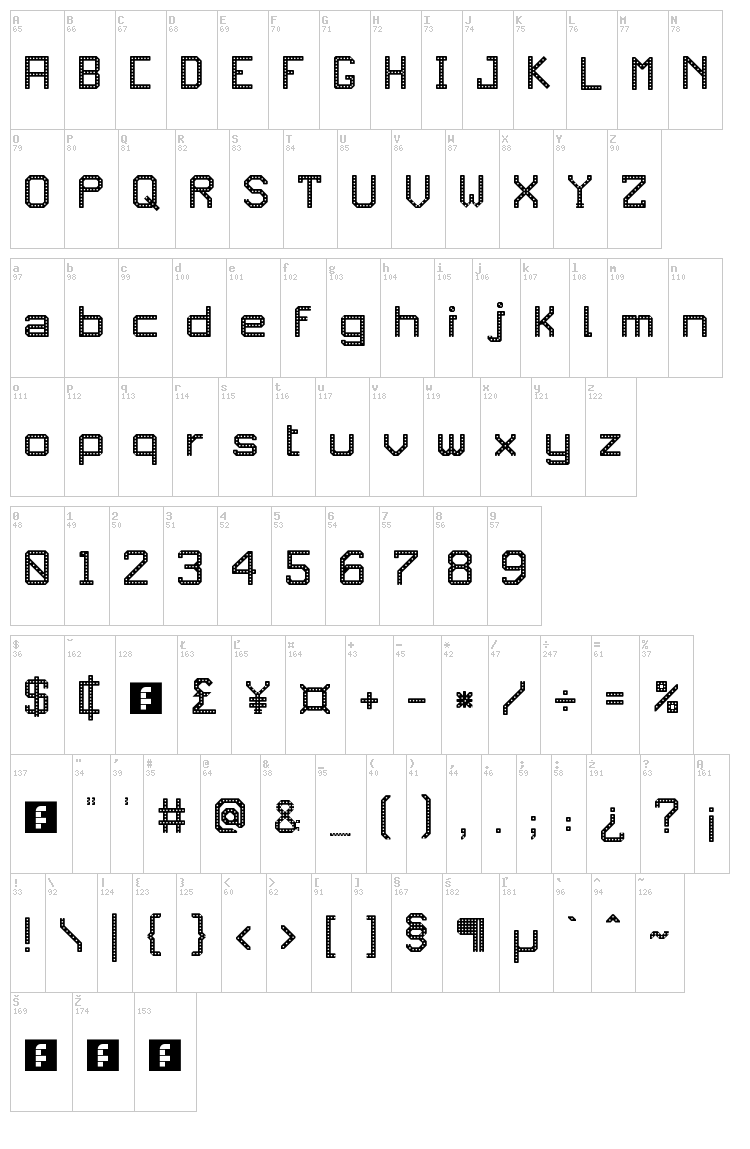 JD RevLED font map