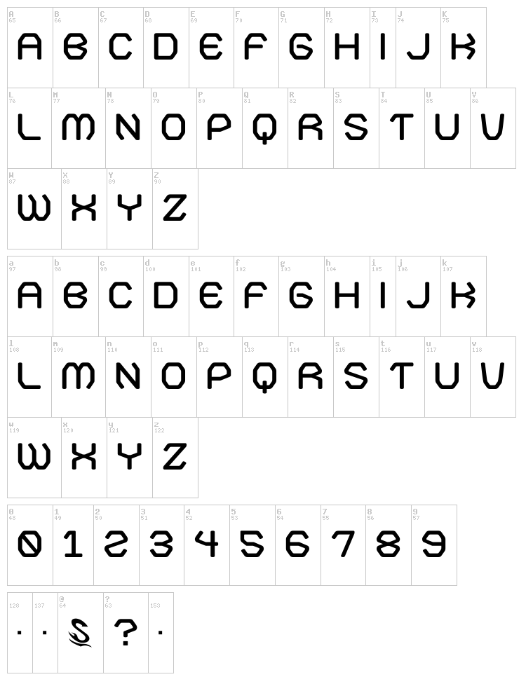 Kamone 7 font map