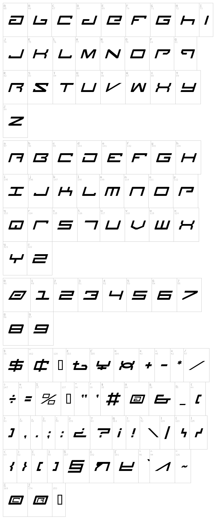 Legion font map