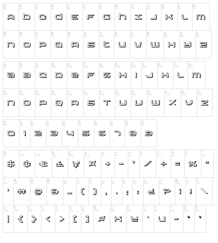 Nextwave font map