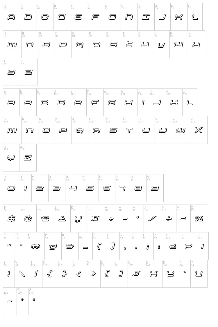 Nextwave font map