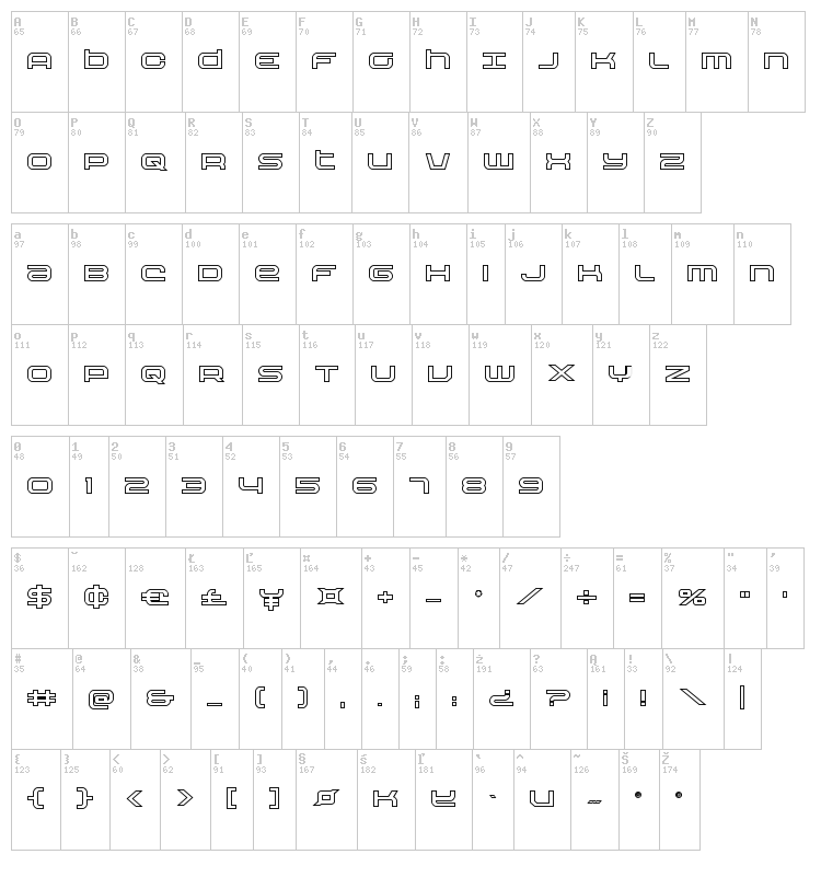 Nextwave font map