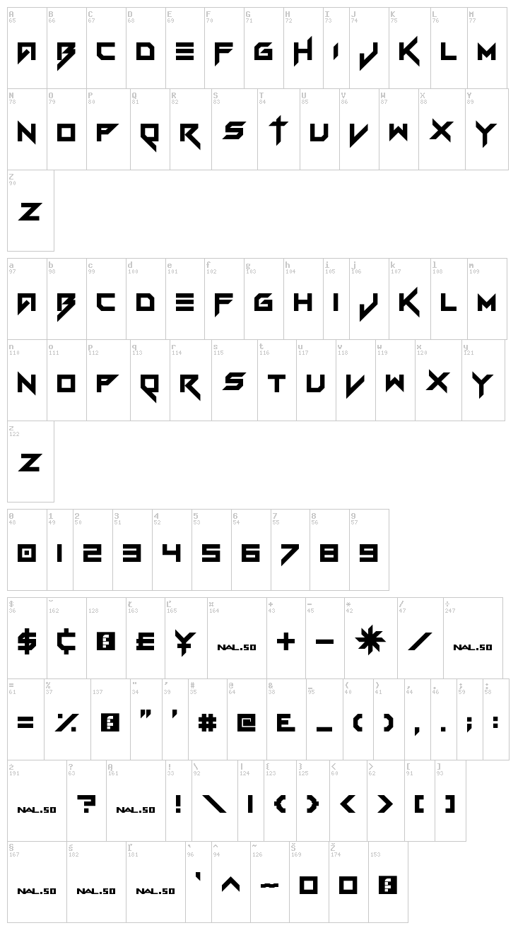 Vermin Vibes font map