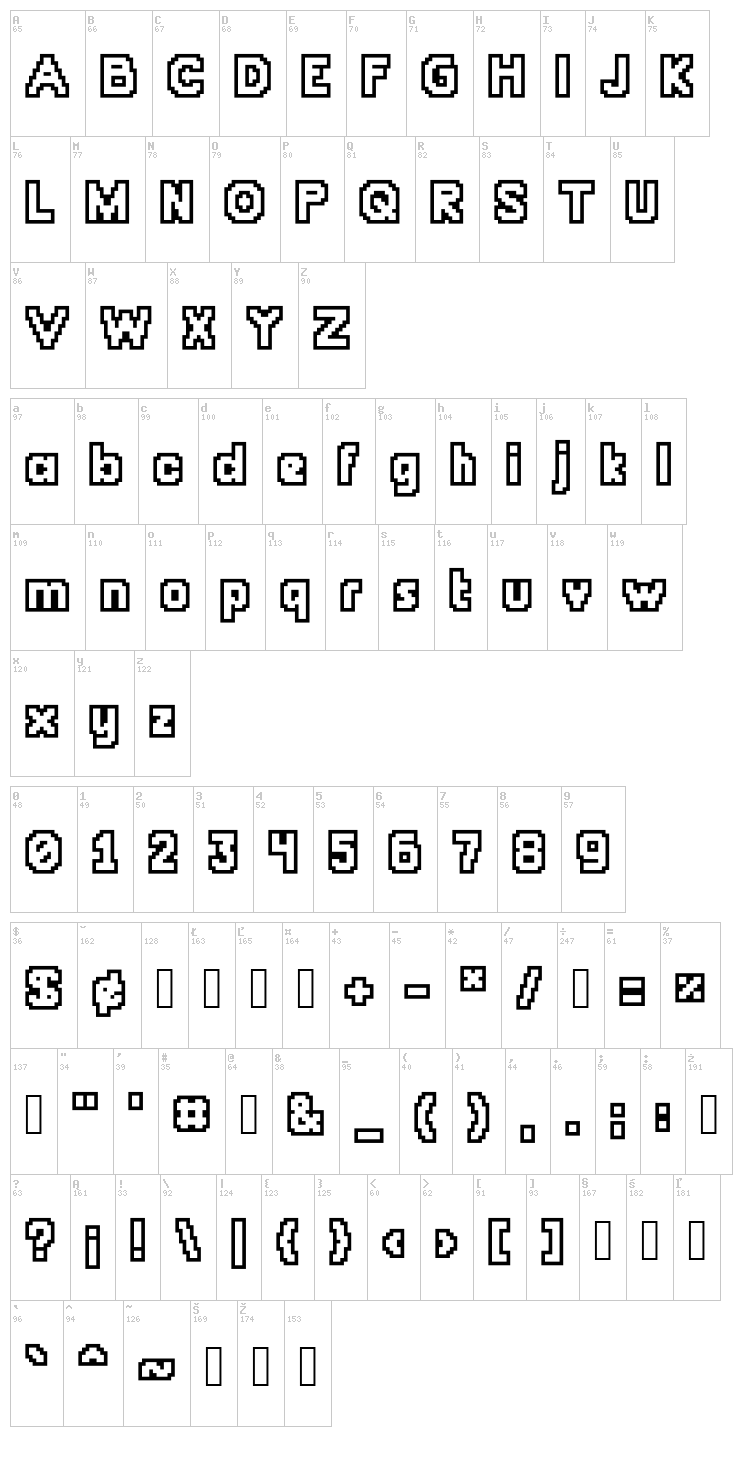 Chunky Dunk font map