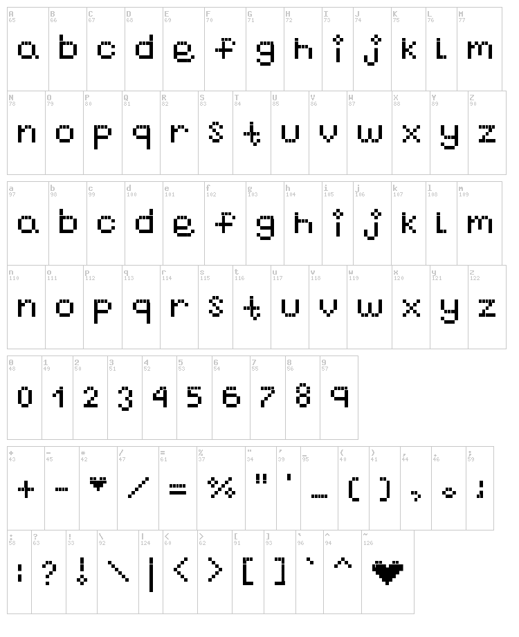Nayupixel font map