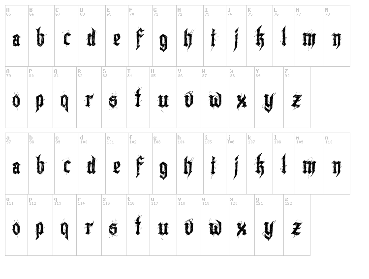 Lazy Monk font map