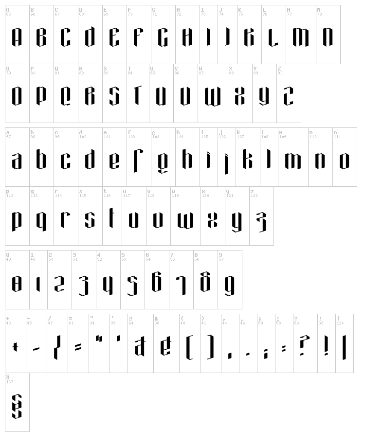 Hexa font map