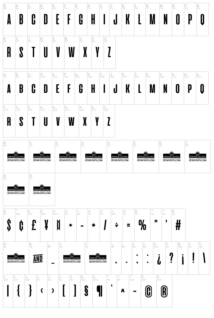 Cinematografica font map