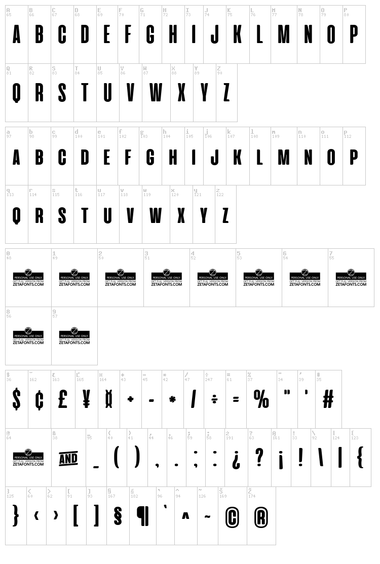 Cinematografica font map