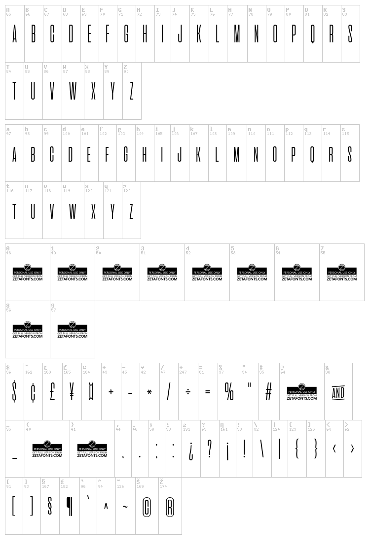 Cinematografica font map