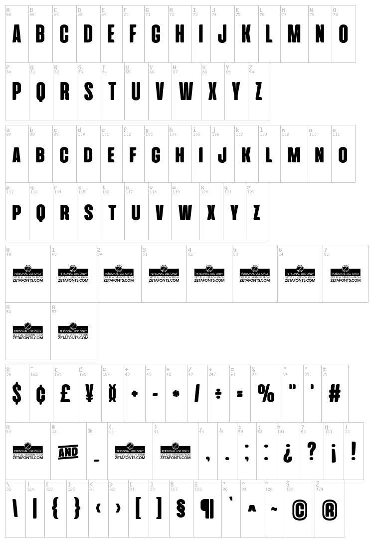 Cinematografica font map