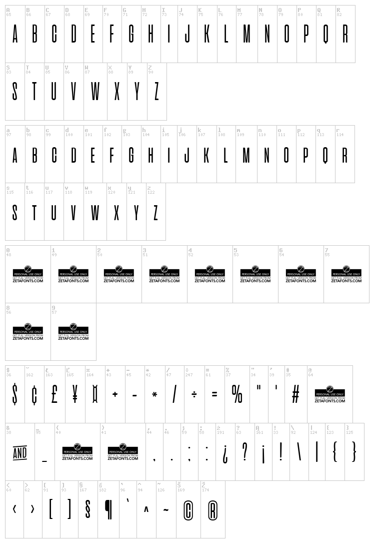 Cinematografica font map