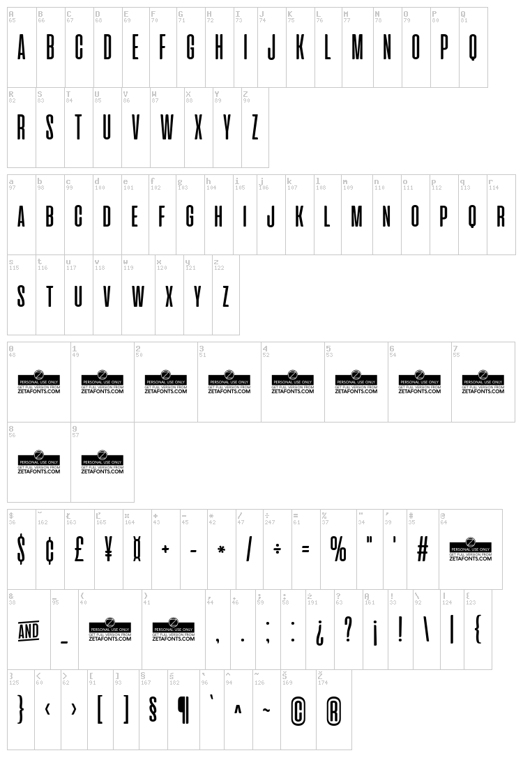 Cinematografica font map