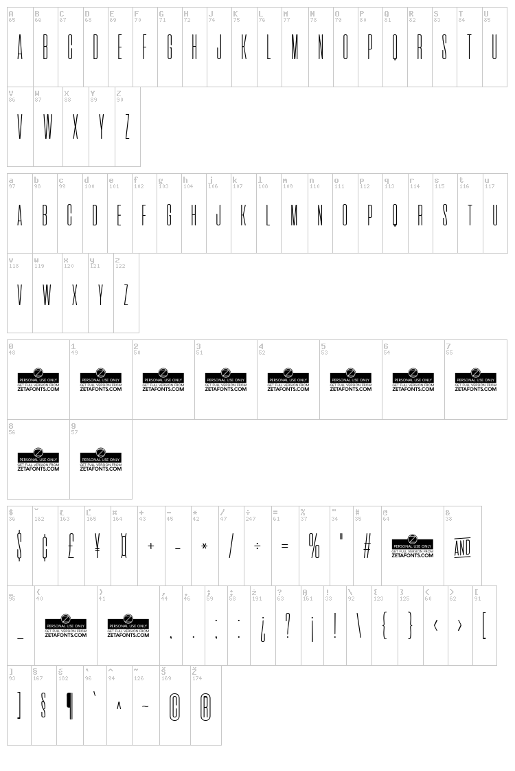 Cinematografica font map