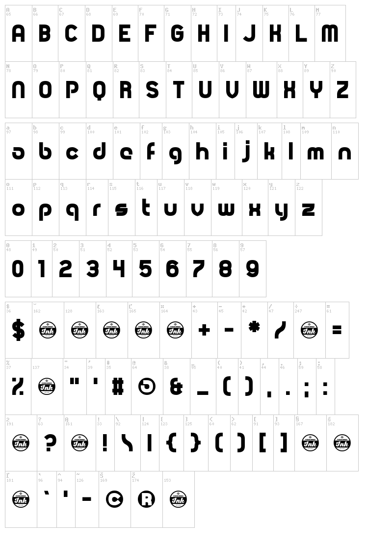 Drowsy font map